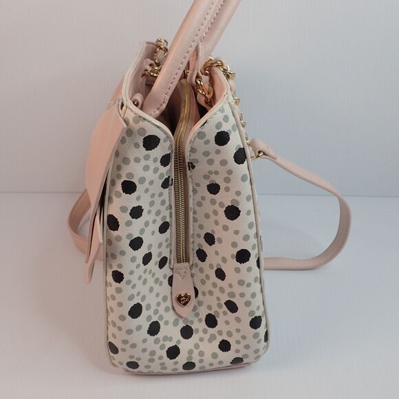 Betsey Johnson Pearl of a Girl Creme Dot Satchel Shoulder Bag Hard to Find! - Picture 13 of 16